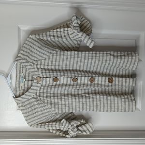 Sundance cotton crinkle short sleeve button down blouse size XS